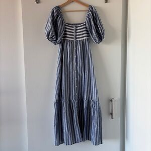 NWT Emerson Fry Santiago Blue Striped Maxi Dress